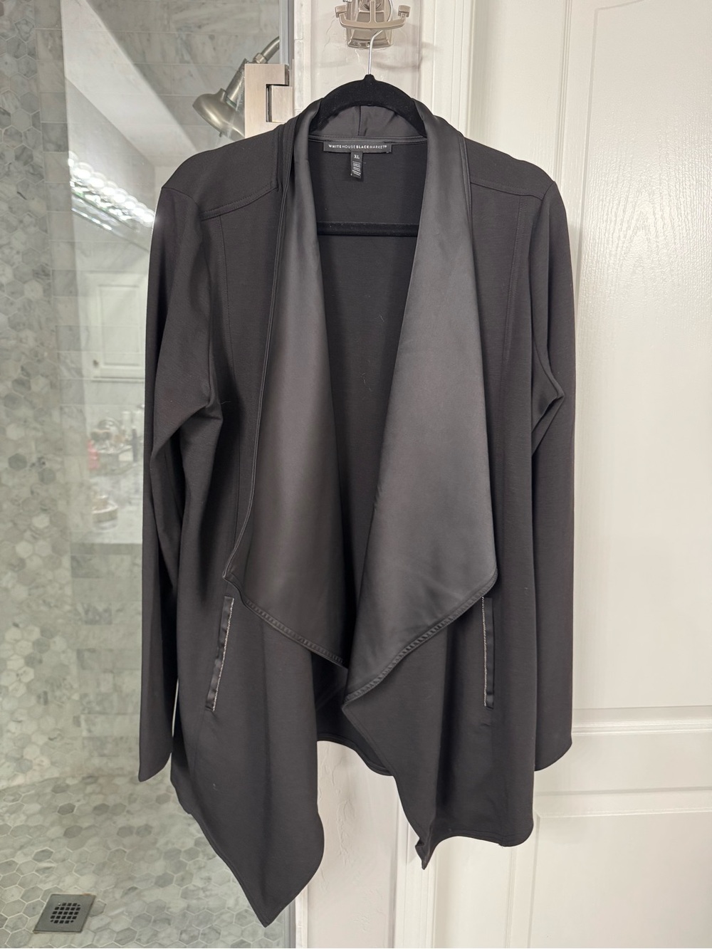 White House Black Market Black Drape Cardigan Jacket XL